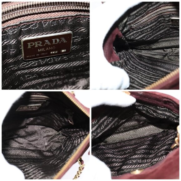 PRADA Chain Shoulder Bag Suede Brown Gold Auth - Picture 15 of 16